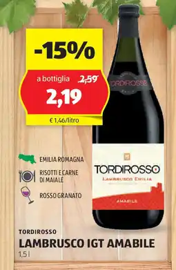 ALDI TORDIROSSO Lambrusco igt amabile offerta