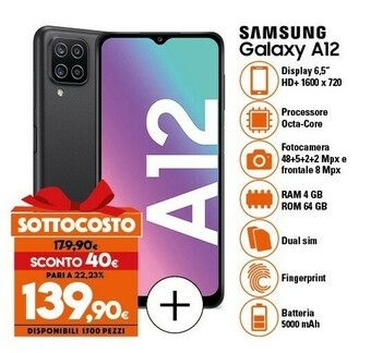 Expert Galaxy a12 16,5 cm (6.5") doppia sim 4g usb tipo-c 4 gb 64 gb 5000 mah nero offerta