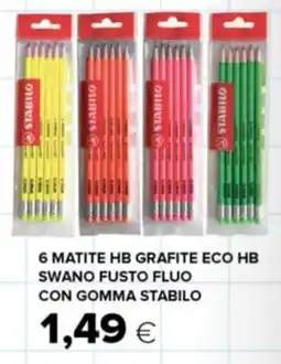Oasi STABILO 6 matite hb grafite eco hb swano fusto fluo con gomma offerta