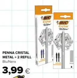Oasi BIC Penna cristal metal + 2 refill blu/nera offerta