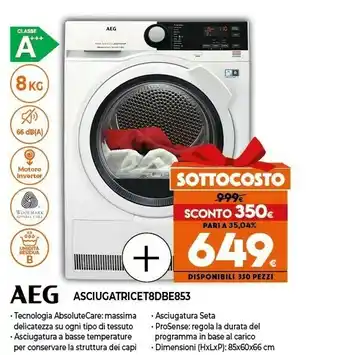 Expert T8 dbe 853 asciugatrice libera installazione caricamento frontale 8 kg a+++ bianco offerta