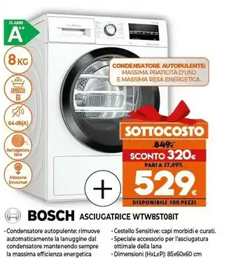 Expert Serie 6 wtw85t08it asciugatrice libera installazione caricamento frontale 8 kg a++ bianco offerta