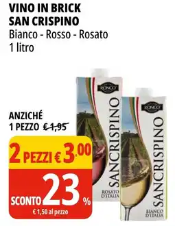 Tigros Vino in brick SAN CRISPINO offerta