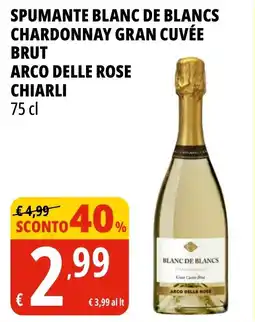 Tigros Spumante blanc de blancs chardonnay gran cuvée brut ARCO DELLE ROSE CHIARLI offerta