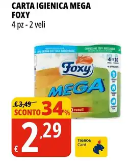 Tigros Carta igienica mega FOXY offerta