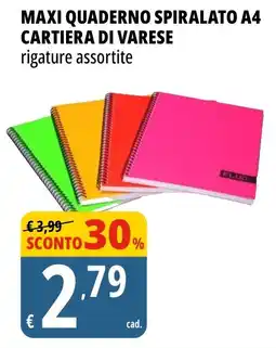 Tigros Maxi quaderno spiralato A4 cartiera di varese offerta