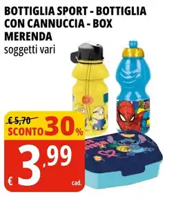 Tigros Bottiglia sport - bottiglia con cannuccia - box merenda offerta