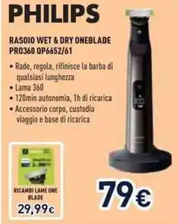 Unieuro Philips rasoio wet & dry oneblade offerta