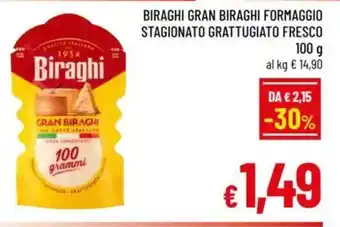 A&O Biraghi gran biraghi formaggio stagionato grattugiato fresco offerta
