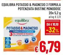 A&O Equilibra potassio & magnesio 3 formula potenziata bustine monodose offerta