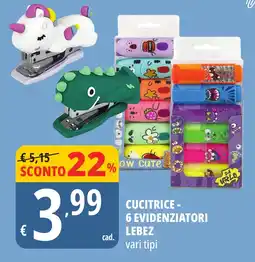 Tigros Cucitrice - 6 evidenziatori lebez offerta