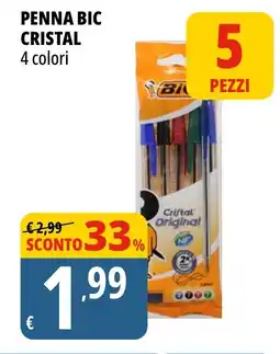 Tigros Penna bic cristal 4 colori offerta