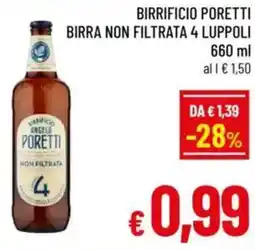 A&O Birrificio poretti birra non filtrata 4 luppoli offerta