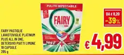 A&O Fairy pastiglie lavastoviglie platinum plus all in one, detersivo piatti limone 19 capsule offerta