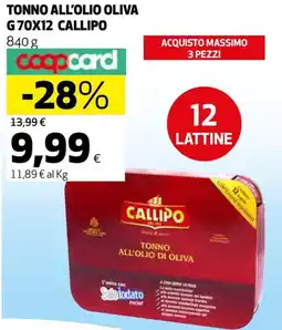 Ipercoop Tonno all'olio oliva g70x12 CALLIPO offerta