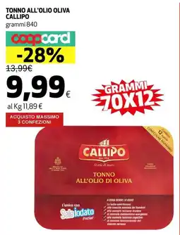 Ipercoop Tonno all'olio oliva CALLIPO offerta