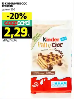 Ipercoop 10 kinder pan e cioc FERRERO offerta