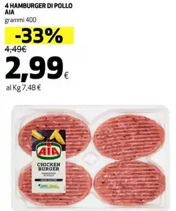 Ipercoop 4 hamburger di pollo AIA offerta