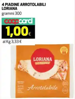 Ipercoop 4 piadine arrotolabili LORIANA offerta