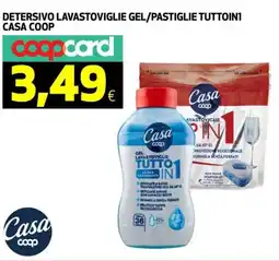 Ipercoop Detersivo lavastoviglie gel/pastiglie tuttoin1 CASA COOP offerta