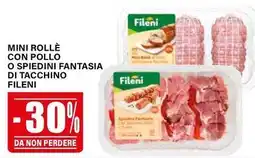 Il Gigante Mini rollè con pollo o spiedini fantasia di tacchino FILENI offerta