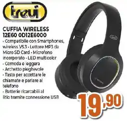 Extracoop trevi CUFFIA WIRELESS 12E60 OD12E6000 offerta