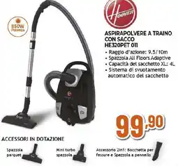 Extracoop Hoover ASPIRAPOLVERE A TRAINO CON SACCO HE320PET 011 offerta