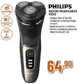 Extracoop PHILIPS RASOIO RICARICABILE S3242 offerta