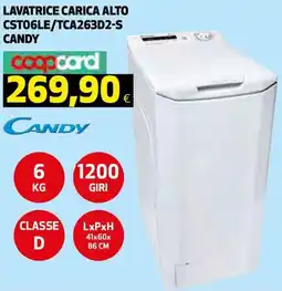 Ipercoop LAVATRICE CARICA ALTO CST06LE/TCA263D2-S CANDY offerta