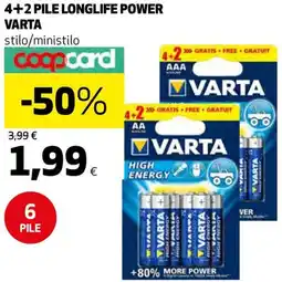 Ipercoop 4+2 PILE LONGLIFE POWER VARTA offerta