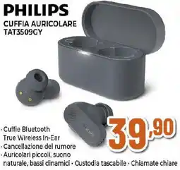 Ipercoop PHILIPS CUFFIA AURICOLARE TAT3509GY offerta