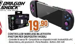Ipercoop DRAGON SHOCK CONTROLLER WIRELESS BLUETOOTH PHOTON PER DISPOSITIVI MOBILI offerta