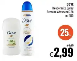 Famila Superstore DOVE Deodorante Spray Persona Advanced 72h offerta