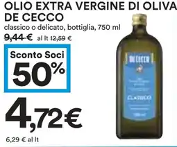 Coop Olio extra vergine di oliva DE CECCO offerta