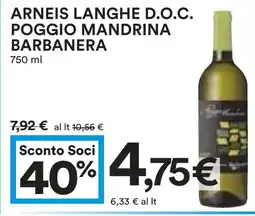 Coop Arneis langhe D.O.C. poggio mandrina BARBANERA offerta