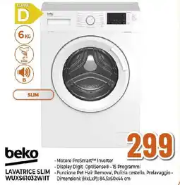 Ipercoop beko LAVATRICE SLIM WUXS61032WIIT offerta