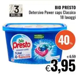 Famila Superstore BIO PRESTO Detersivo Power caps Classico 18 lavaggi offerta