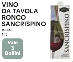 Coop Vino da tavola ronco SANCRISPINO offerta
