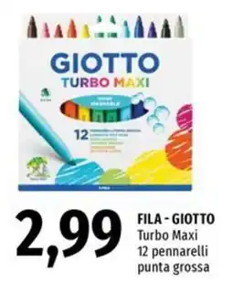Famila Superstore FILA - GIOTTO Turbo Maxi 12 pennarelli punta grossa offerta