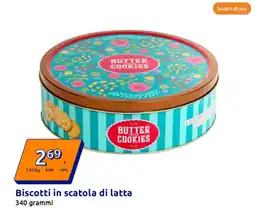 Action Biscotti in scatola di latta offerta
