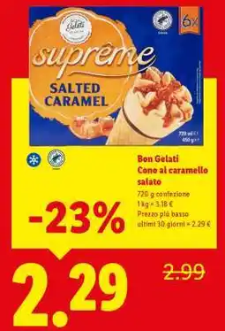 Lidl Bon Gelati Cono al caramello salato offerta
