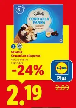 Lidl Gelatelli Cono gelato alla panna offerta