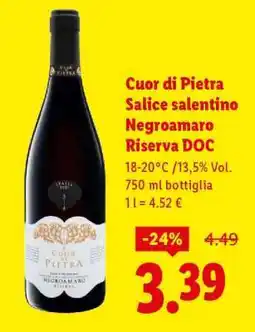 Lidl Cuor di Pietra Salice salentino Negroamaro Riserva DOC offerta