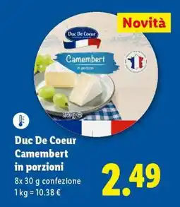 Lidl Duc De Coeur Camembert in porzioni offerta