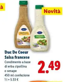 Lidl Duc De Coeur Salsa francese offerta