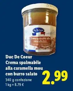 Lidl Duc De Coeur Crema spalmabile alla caramella mou con burro salato offerta