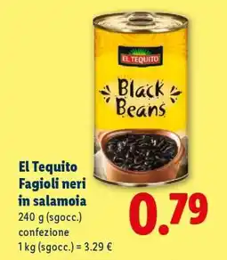 Lidl El Tequito Fagioli neri in salamoia offerta