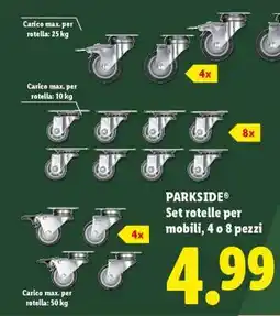 Lidl PARKSIDE Set rotelle per mobili, 4 o 8 pezzi offerta