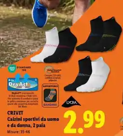 Lidl CRIVIT Calzini sportivi da uomo e da donna, 2 paia offerta