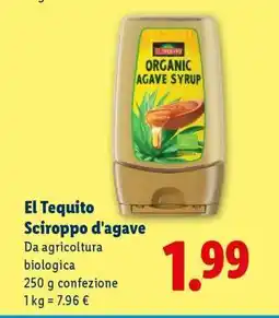 Lidl El Tequito Sciroppo d'agave offerta